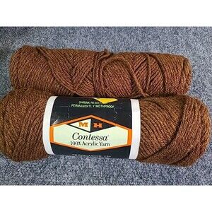 Vintage 1 NEW 1 Partial Contessa 100% Acrylic Yarn 2 SKEINS Dark Brown
